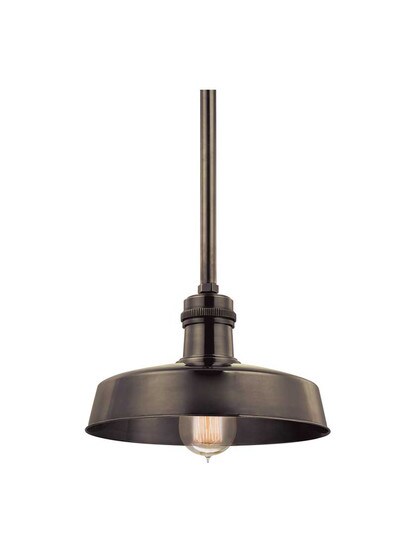 Hudson Falls 10-Inch Pendant in Distressed Bronze.